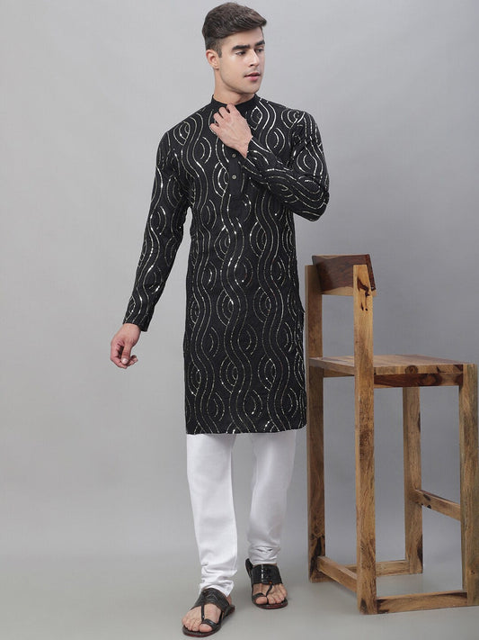 Sojanya Sequined Mandarin Collar Pure Cotton Kurta 