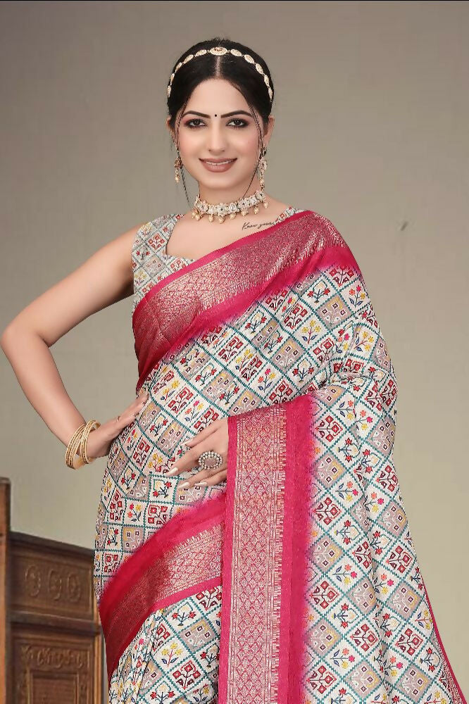 PR Fashion Multi Heavy Rich Cotton Silk Digital Print & Jacquard Saree