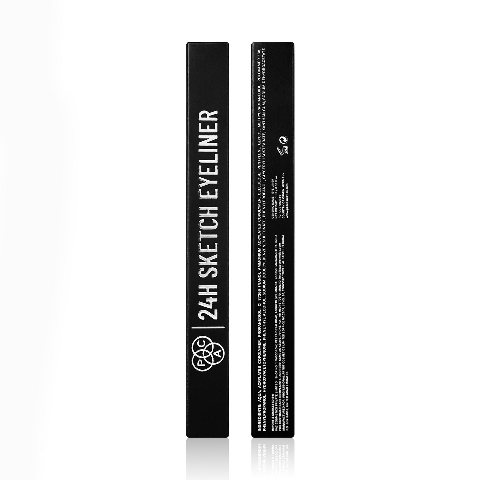 PAC Studio 24H Sketch Eyeliner - 0.2mm Precision Tip, Deep Black Matte Finish, Waterproof & Smudgeproof