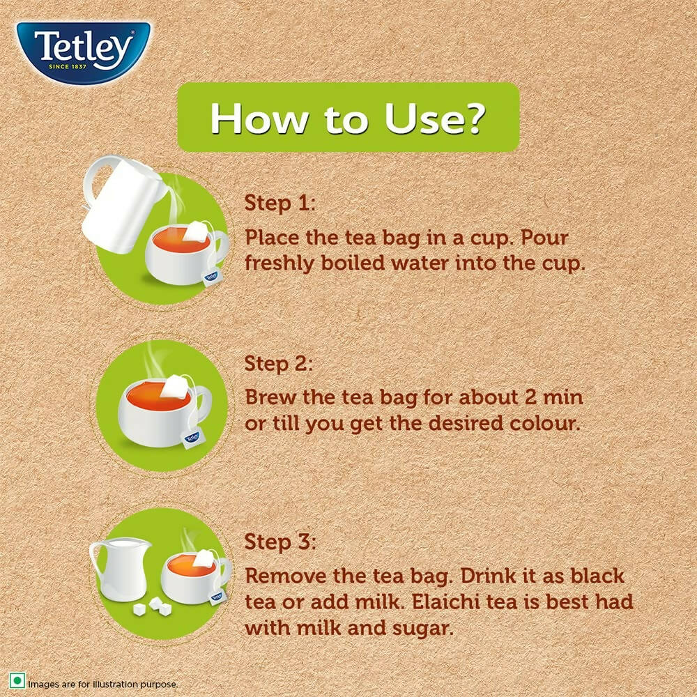 Tetley Elaichi Flavoured Chai - Black Tea, Every Sip Will Awaken Your Senses 