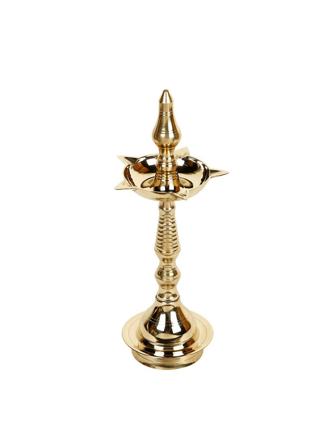 CraftVatika Gold-Toned Brass Kerala Diya Oil Lamp Stand 