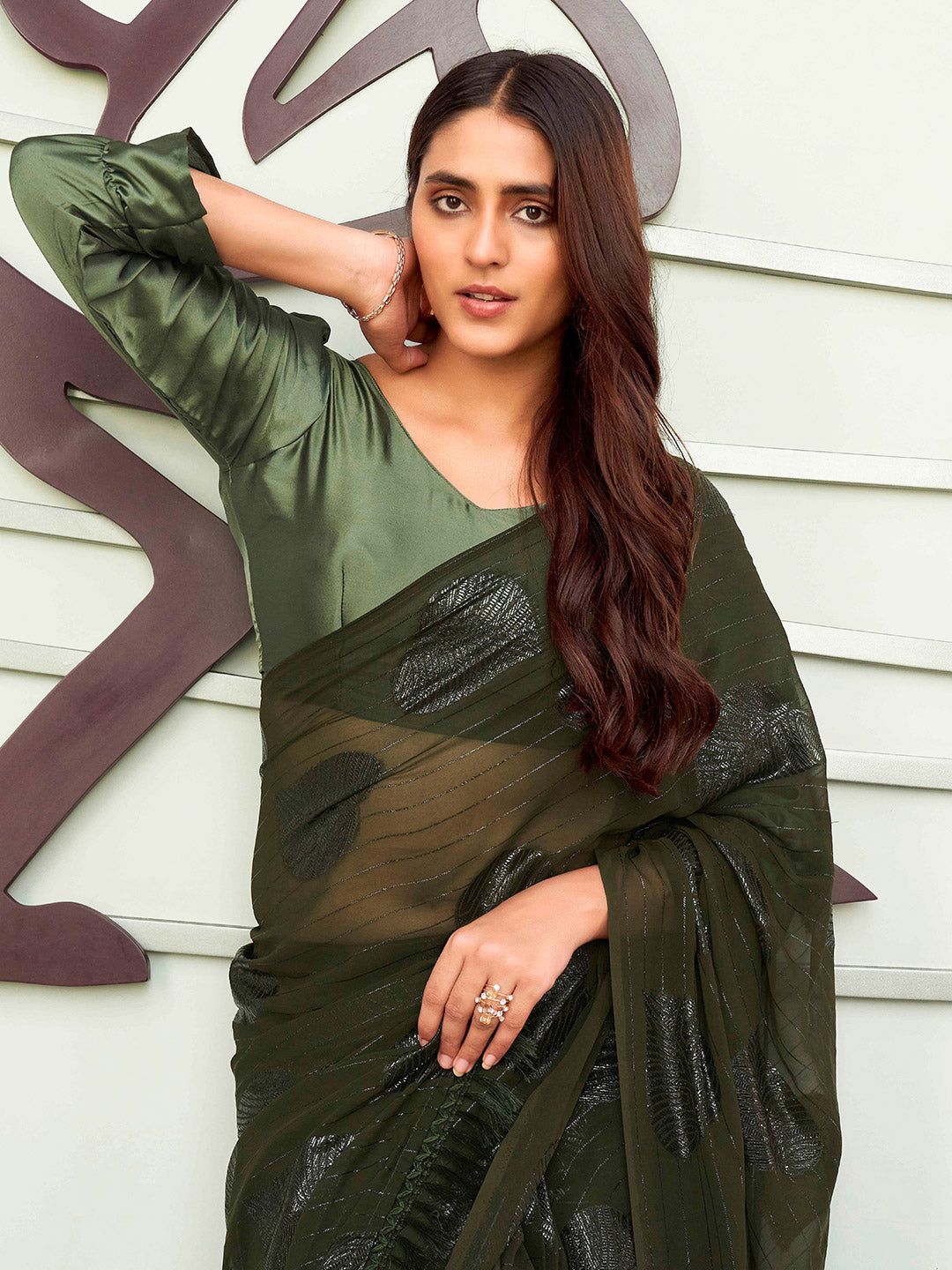 Tikhi Imli Green Floral Embellished Grab2Buy 