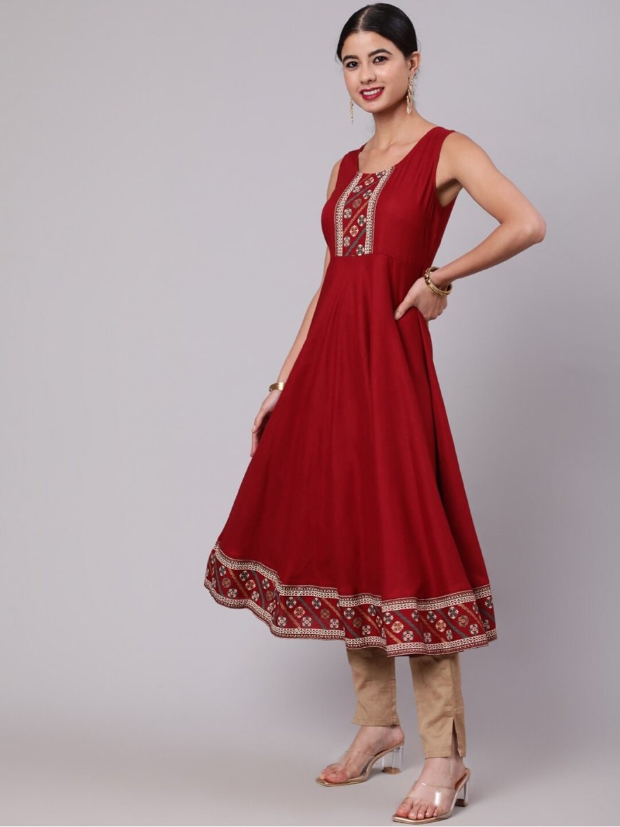 Aks Floral Yoke Design Anarkali Kurta