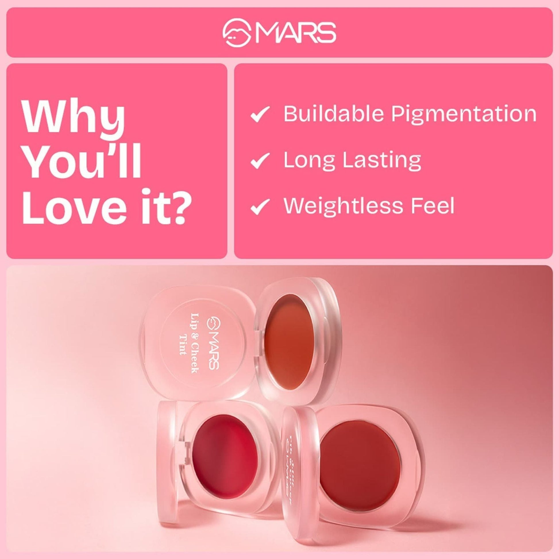 MARS Cosmetics Lip & Cheek Tint for Bold Pop Color - 04-Ruby Red 
