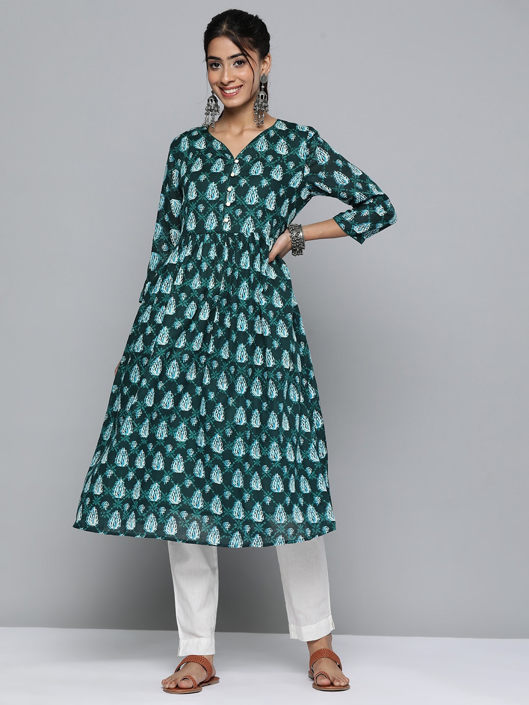 HERE&NOW Floral Printed Pure Cotton Kurta