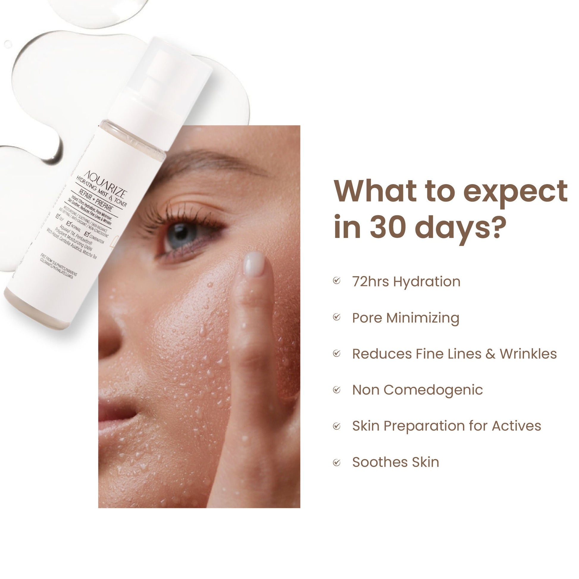 Personal Touch Skincare Aquarize Toner + Mist With Hyaluronic Acid For Normal, Oily, Dry & Sensitive Skin