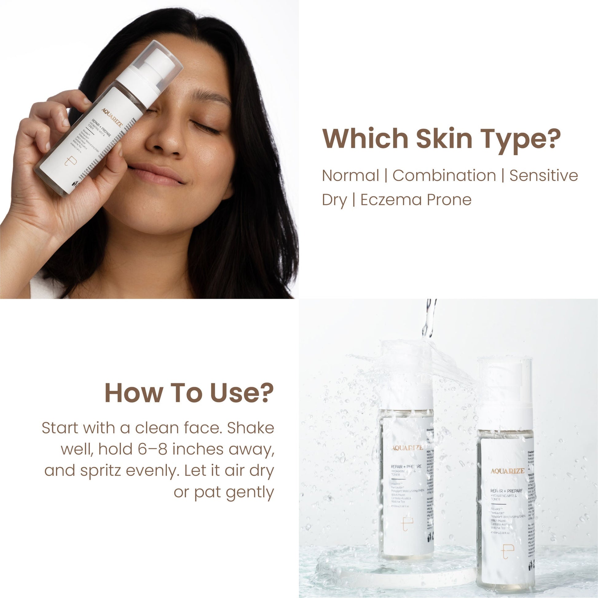 Personal Touch Skincare Aquarize Toner + Mist With Hyaluronic Acid For Normal, Oily, Dry & Sensitive Skin