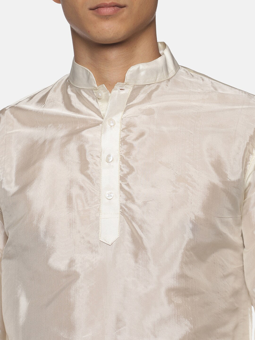 Sethukrishna Men Cream-Coloured Kurta with Pyjamas