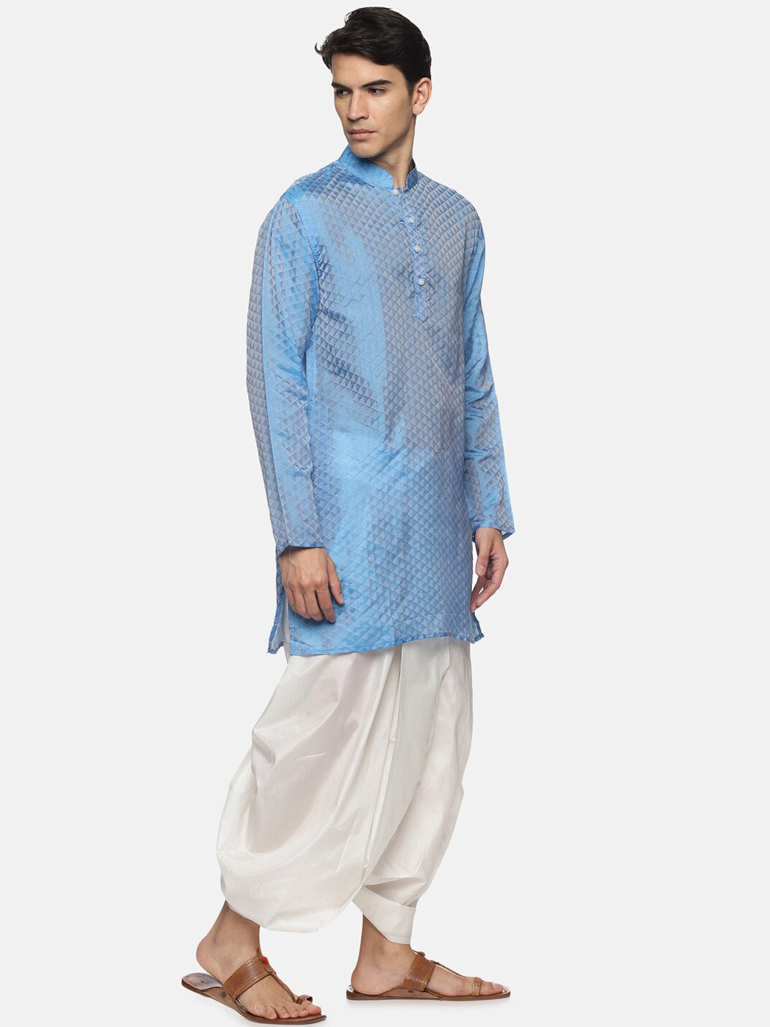 Sethukrishna Men Blue Kurta with Dhoti Pants