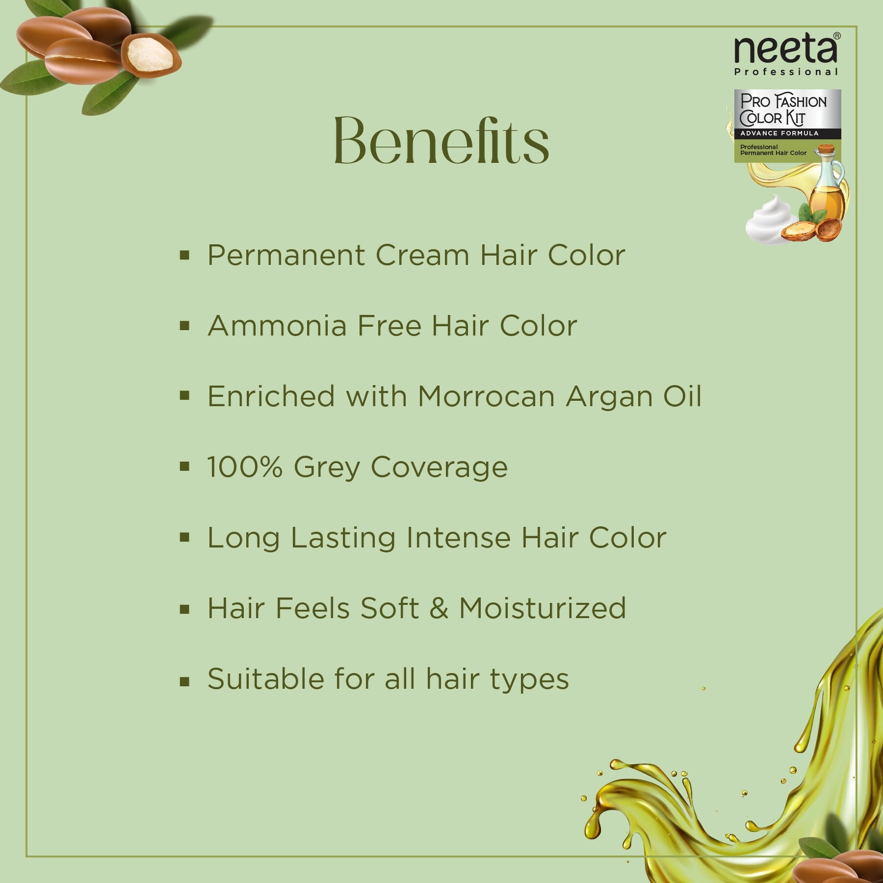 Neeta Professional Fashion Color Kit Permanent Hair Color Natural Black.1.0