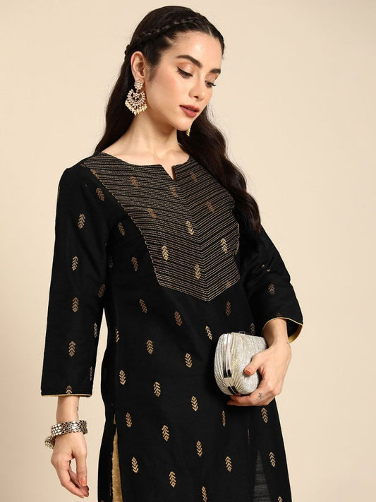 Anouk Ethnic Motifs Kantha Work Dobby Kurta | Grab2Buy
