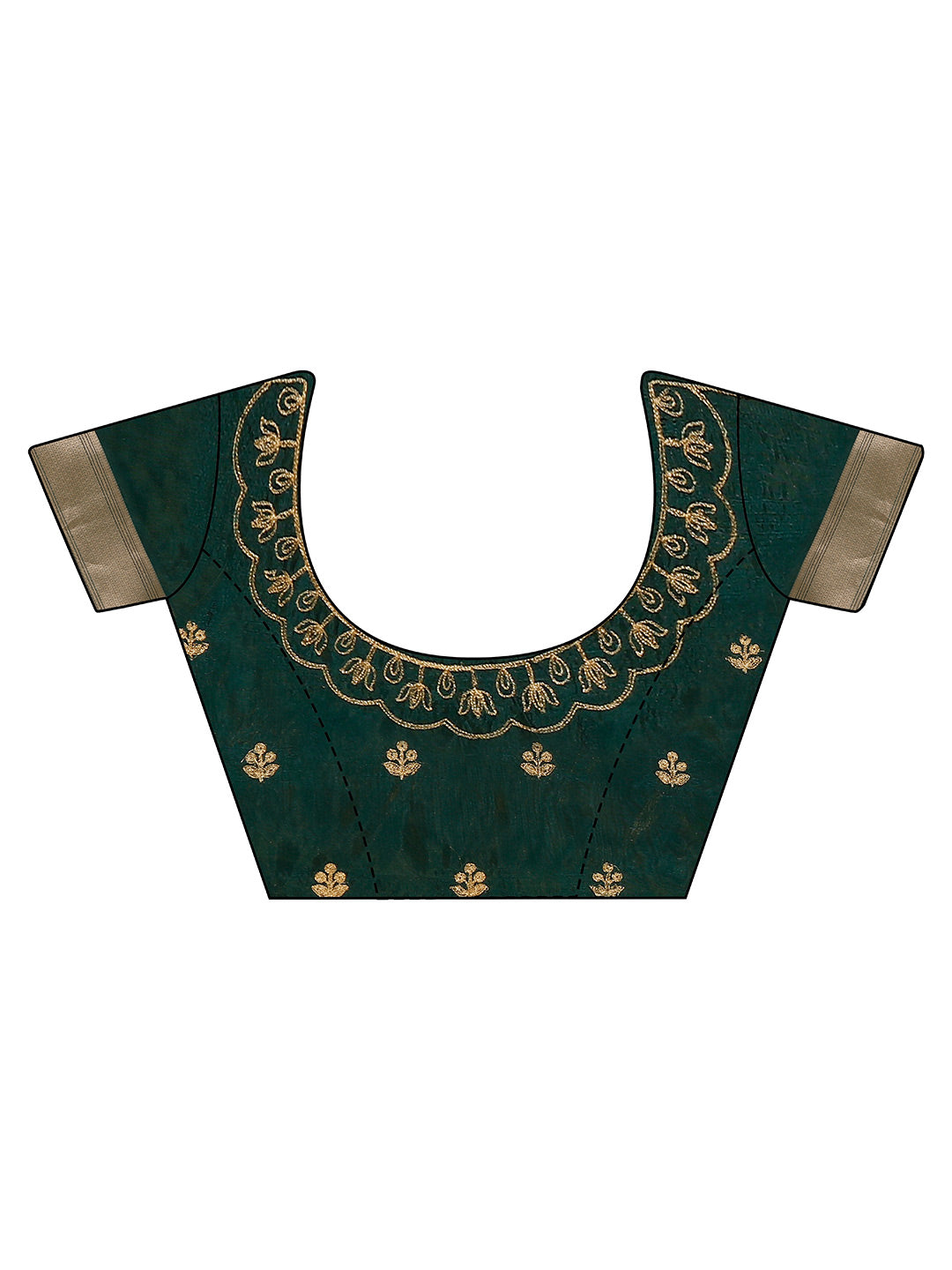 Tikhi Imli Olive Floral Embroidered Zari Organza Grab2Buy 