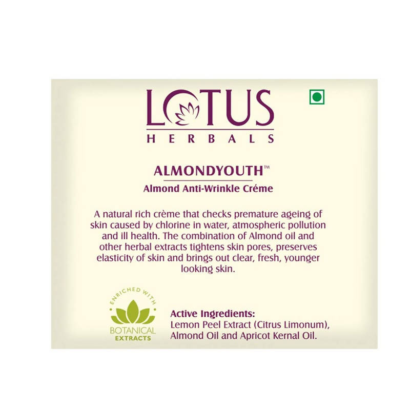 Lotus Herbals Almondyouth Almond Anti-Wrinkle Cream - Grab2buy
