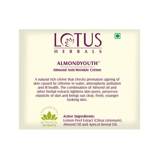 Lotus Herbals Almondyouth Almond Anti-Wrinkle Cream - Grab2buy