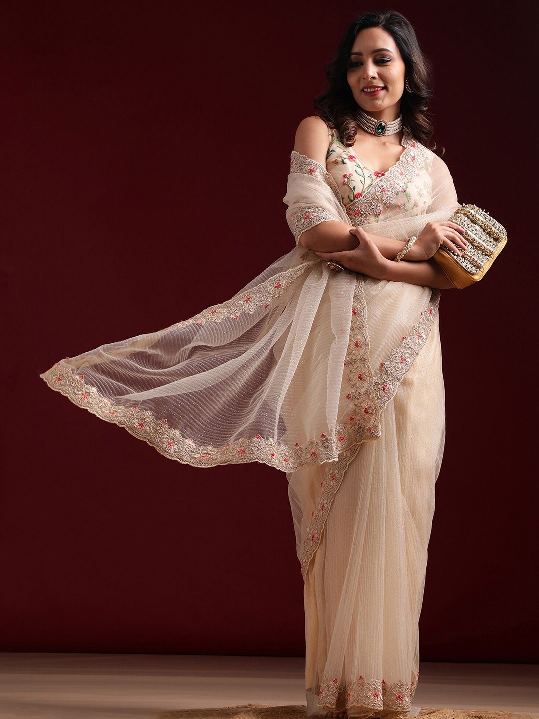 kasee Embellished Embroidered Net Saree