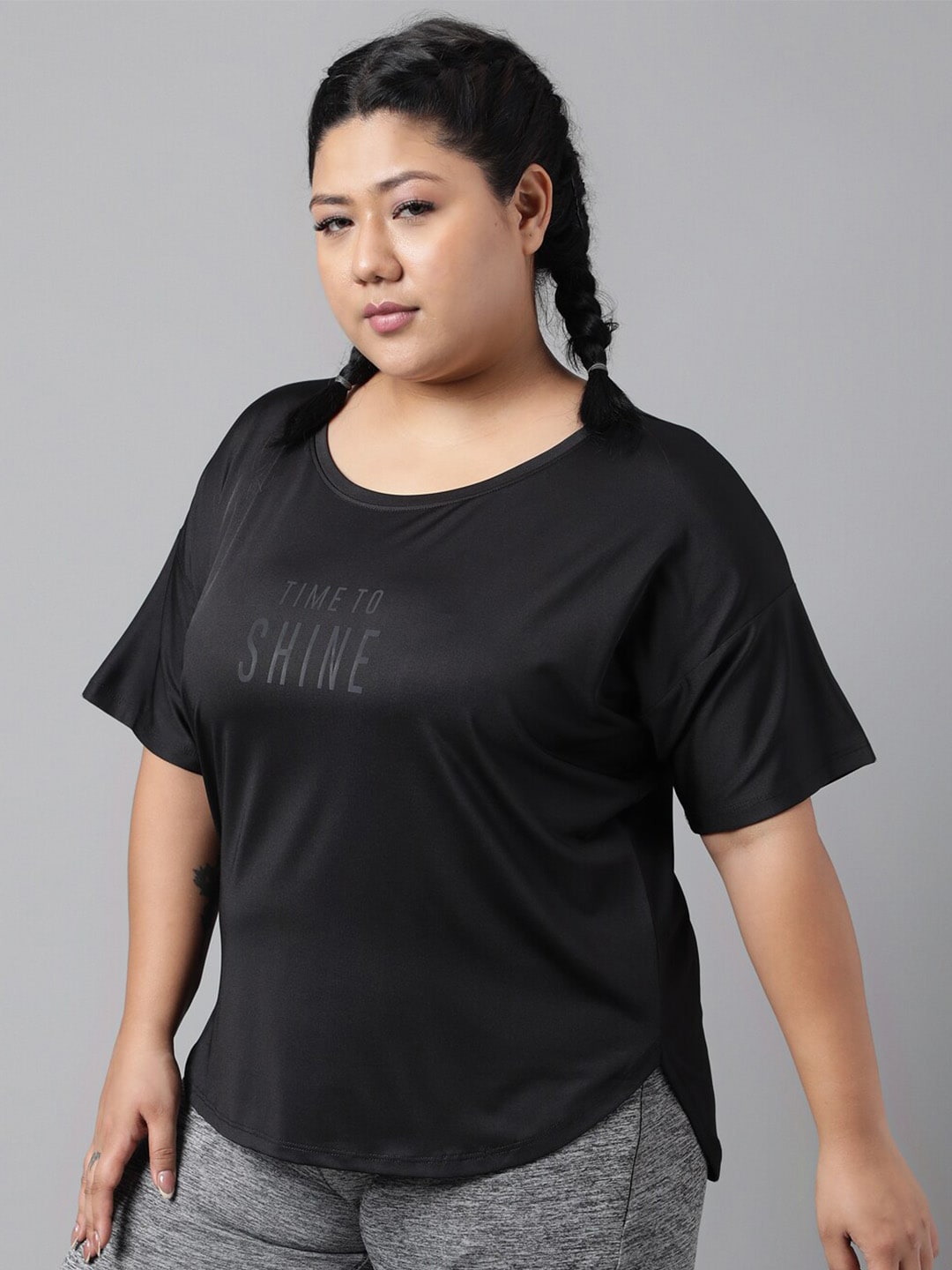 MKH Plus Size Typography Printed Dri-FIT Sports T-Shirt 