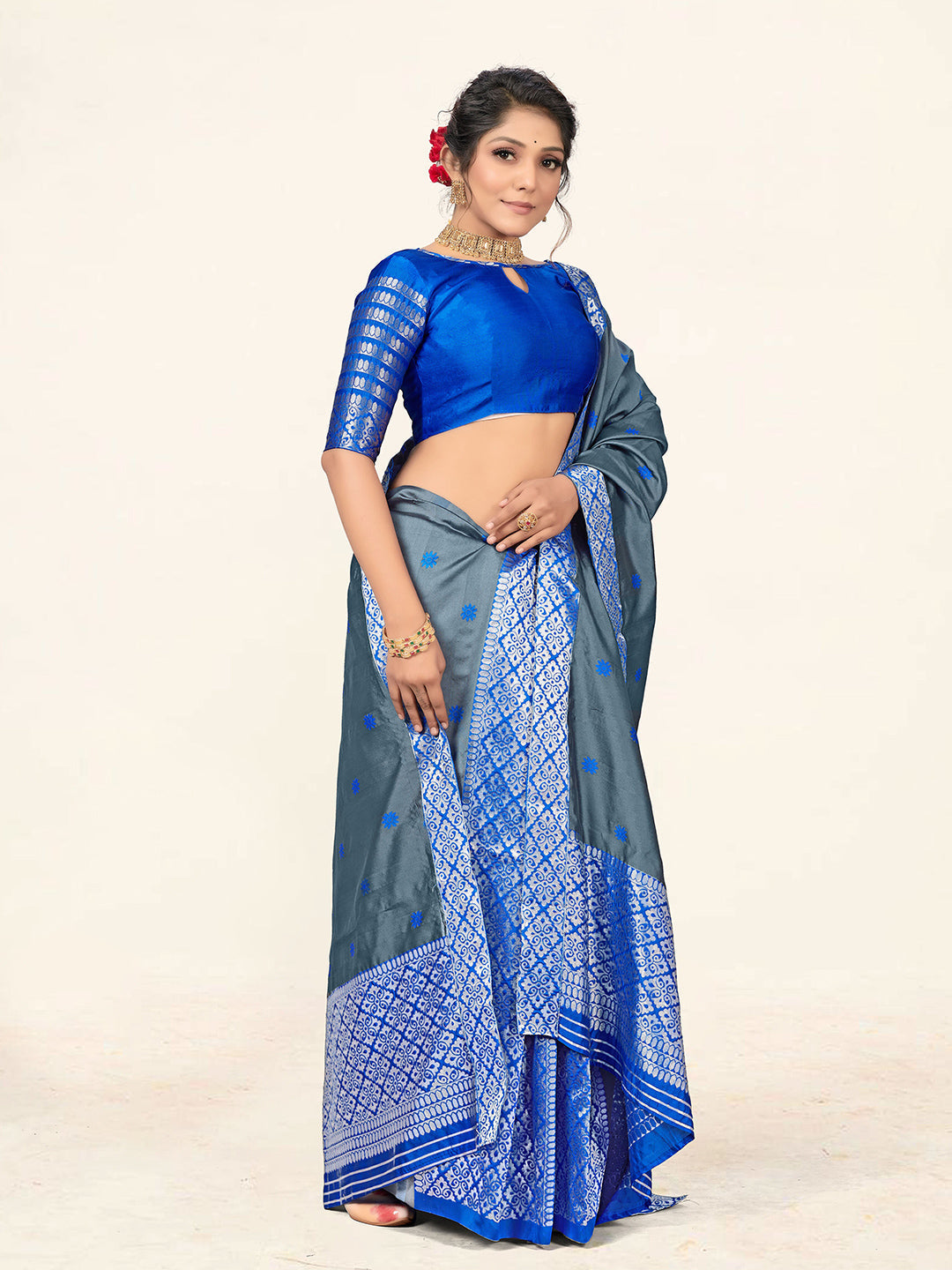 Kalini Woven Design Zari Mekla Chador Banarasi Saree | Swadesiicart