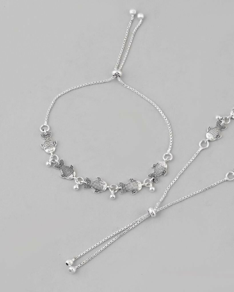 VOJ Set of 2 Traditional Fish Shapped Designer Anklet 