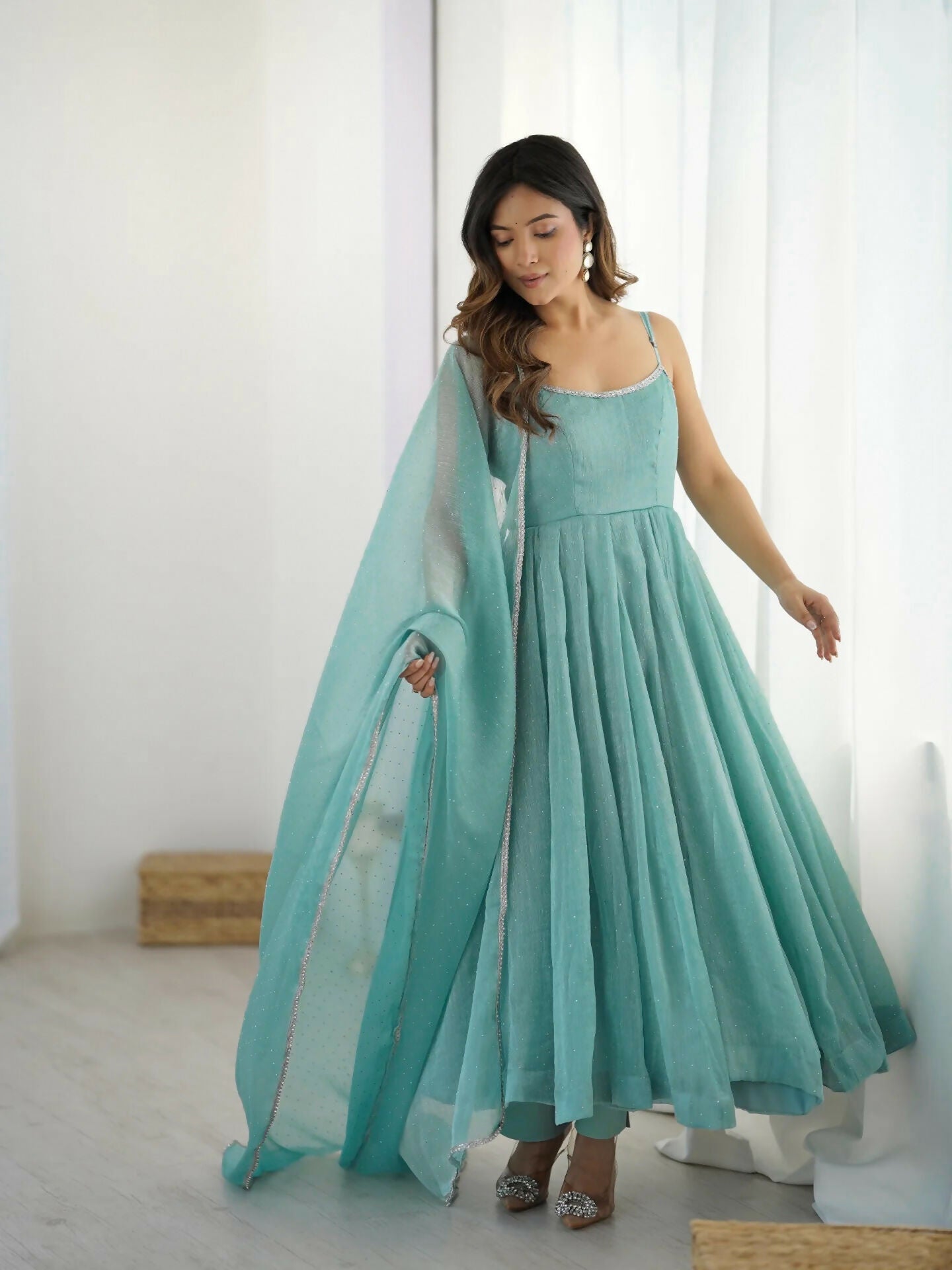 Joban Fashion Sky Kurta Set Silk Sequence Embroidery Work | Grab2Buy