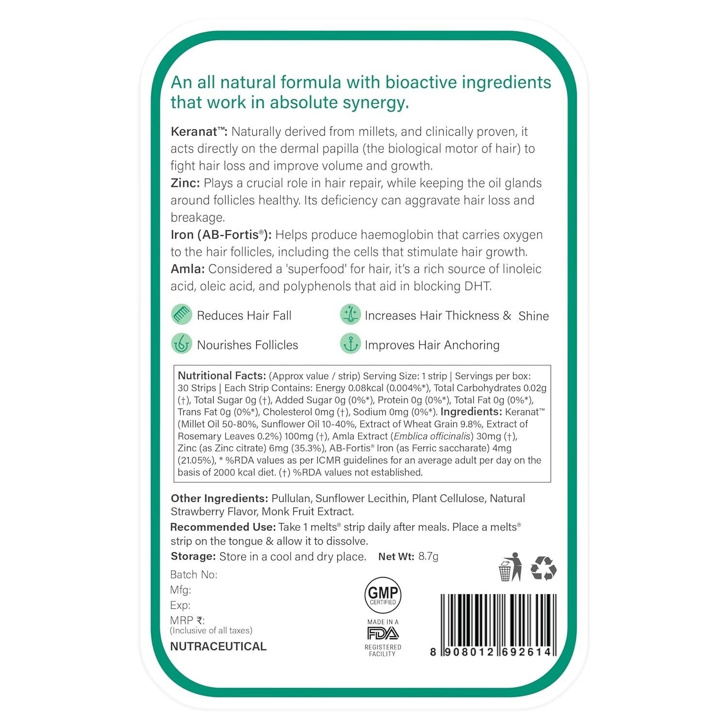 Wellbeing Nutrition Melts Healthy Hair & Hair Fall Control Strips Combo Nutritionalab Private Limited