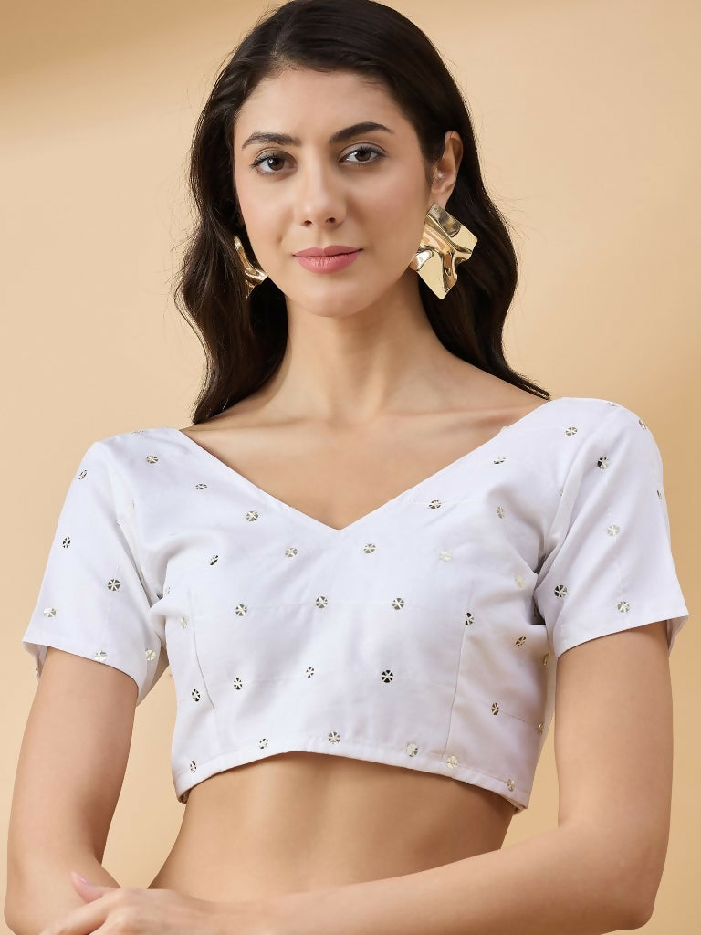 Grey Tissue Slub Embroidered Saree with Unstitched Blouse - Vairagi