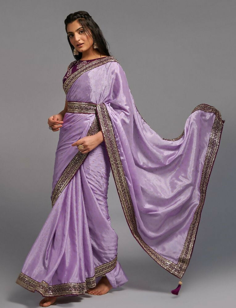 PR Fashion Onion Chinon Embroidery Lace Saree
