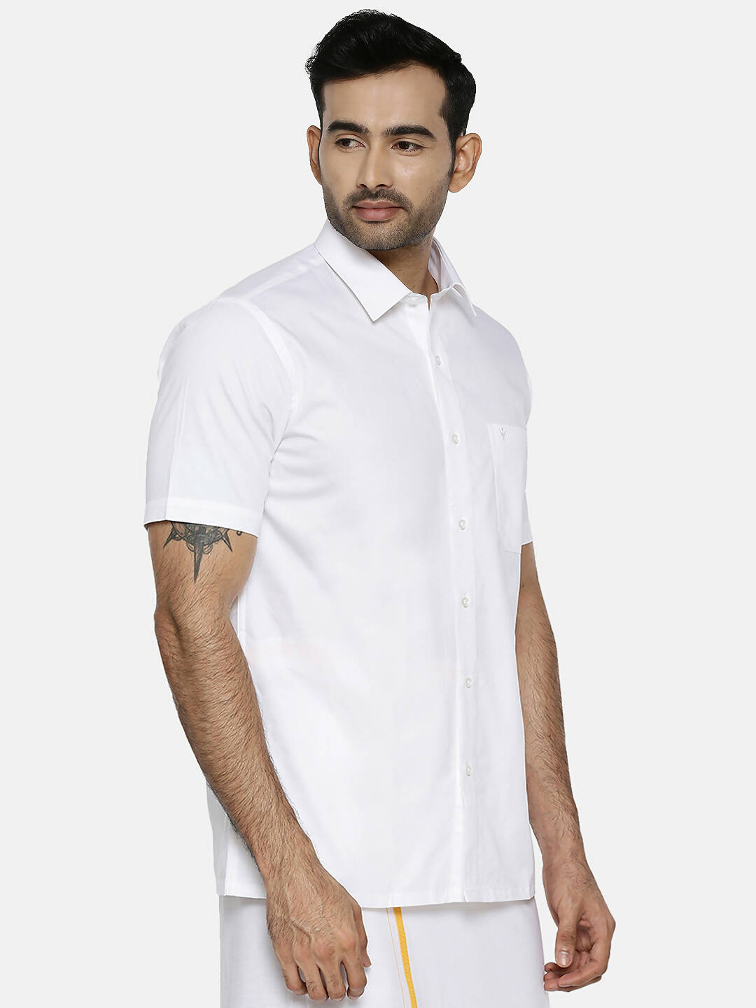 Ramraj Cotton Mens Half Sleeve Formal 100% Cotton White Shirt 