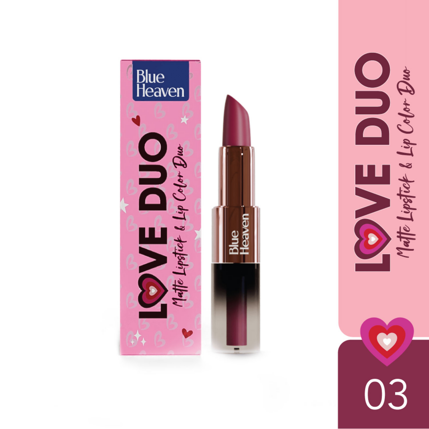 Blue Heaven Love Duo 2 In 1 Dual Sided Lipstick - 03 
