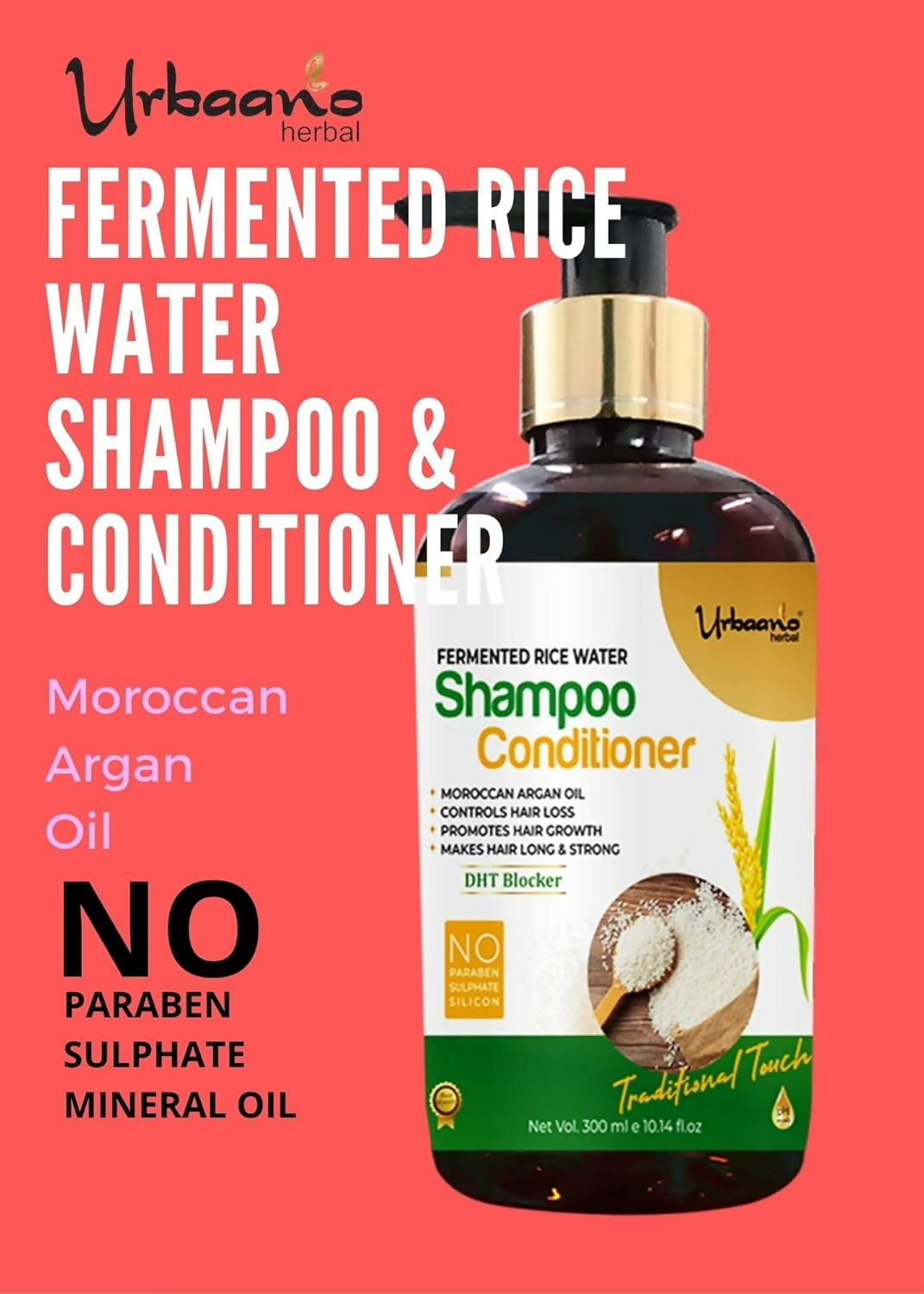 Urbaano Herbal Fermented Rice Water Shampoo  Grab2Buy Urbaano Herbal Grab2Buy