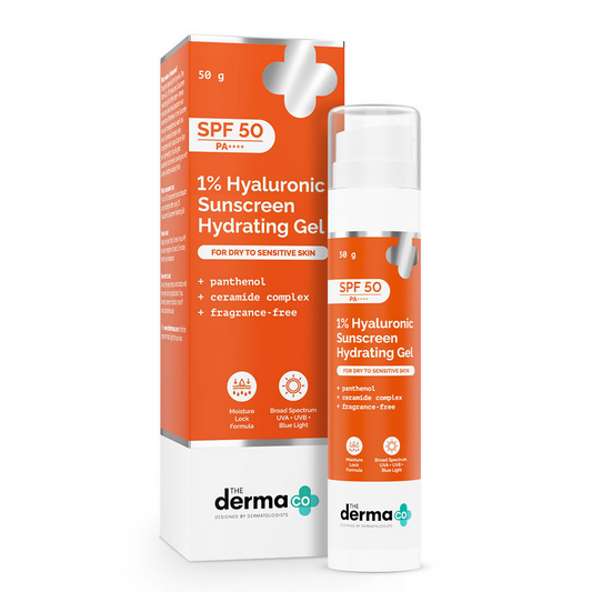The Derma Co 1% Hyaluronic Sunscreen Hydrating Gel SPF 50 PA ++++  Grab2Buy The Derma Co Grab2Buy