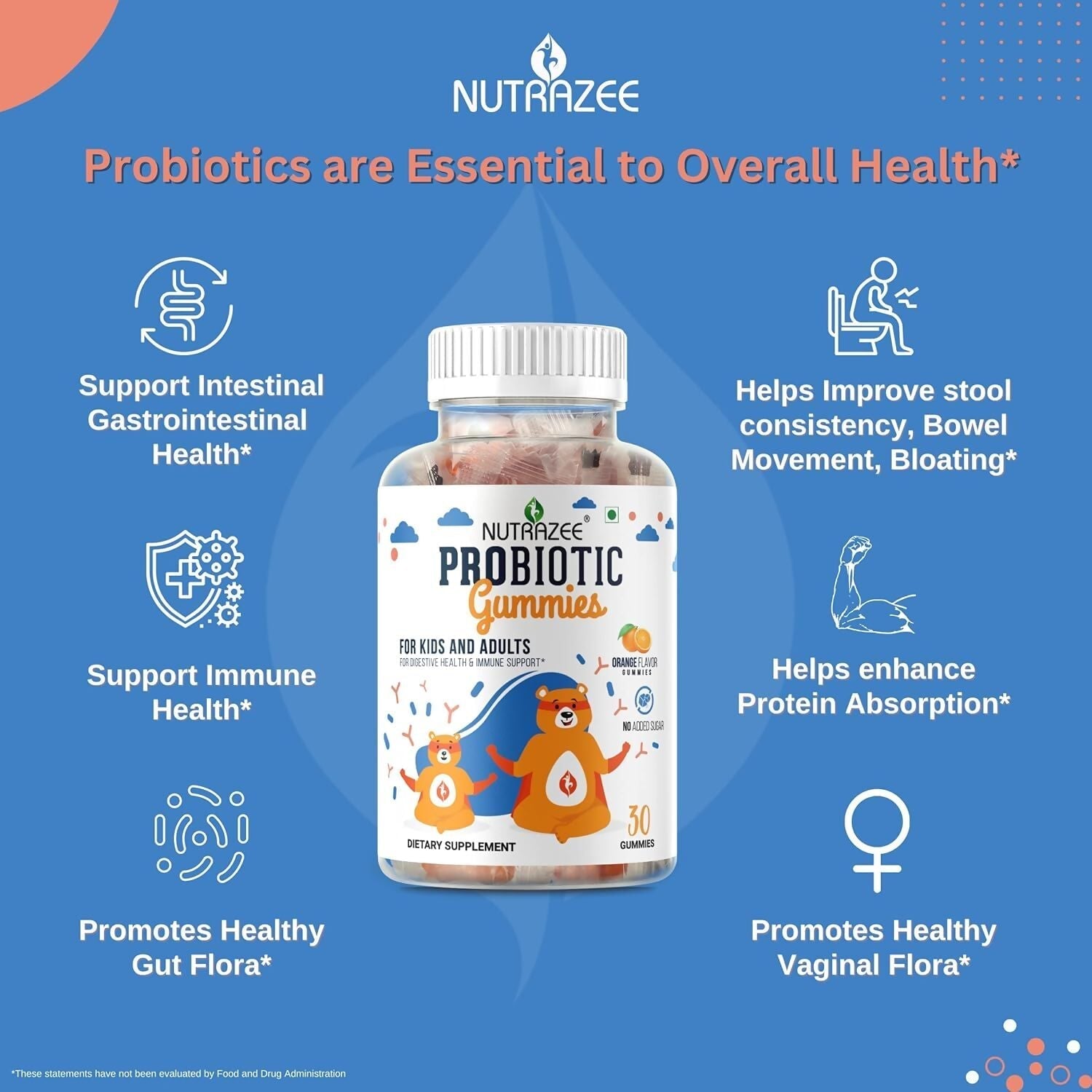 Nutrazee Probiotic Gummies For Kids & Adults 