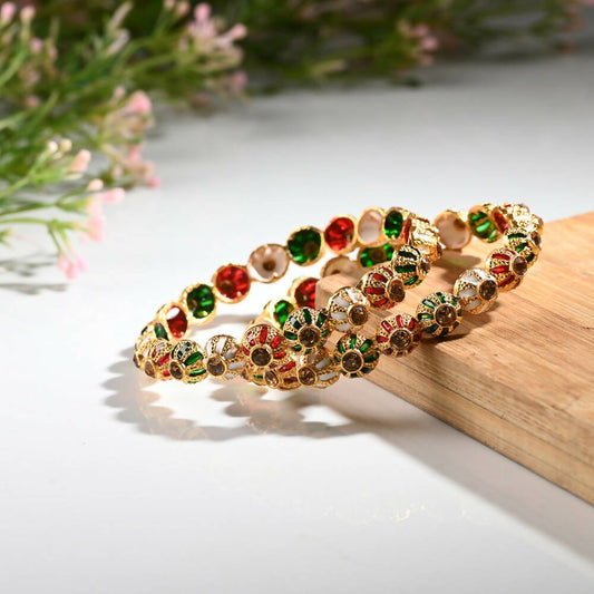 Afast Designer Fancy Party Bangle/ Kada Set, Multi, Metal, Pack Of 2 | Grab2Buy