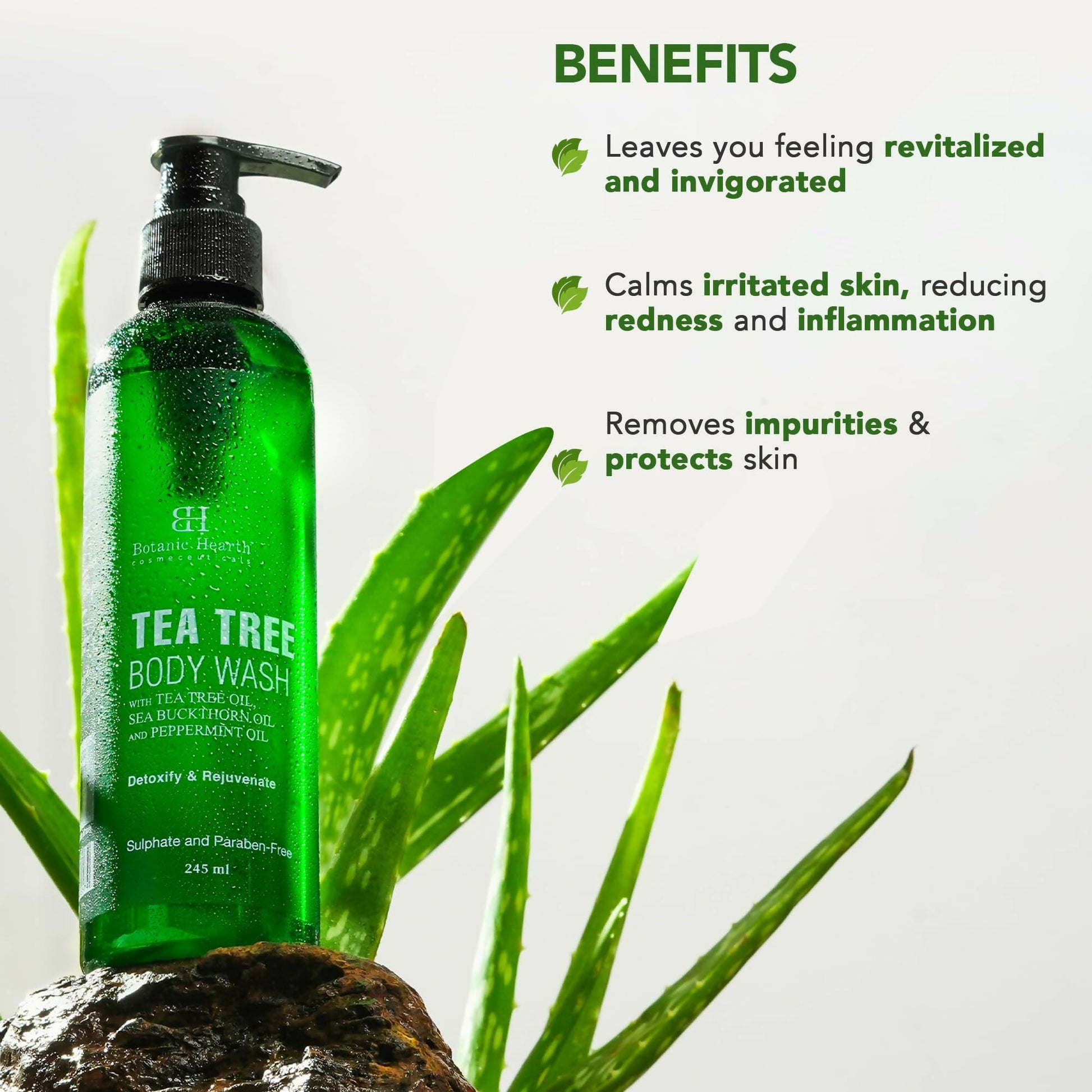 Botanic Hearth Tea Tree Body Wash with Sea Buckthorn Oil, Peppermint Oil
