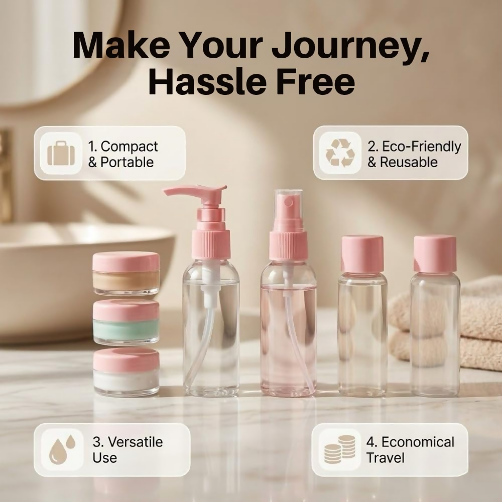 Temperia Travel Bottles for Toiletries - Refillable Empty Mini Containers with Pouch  Grab2Buy Temperia Grab2Buy