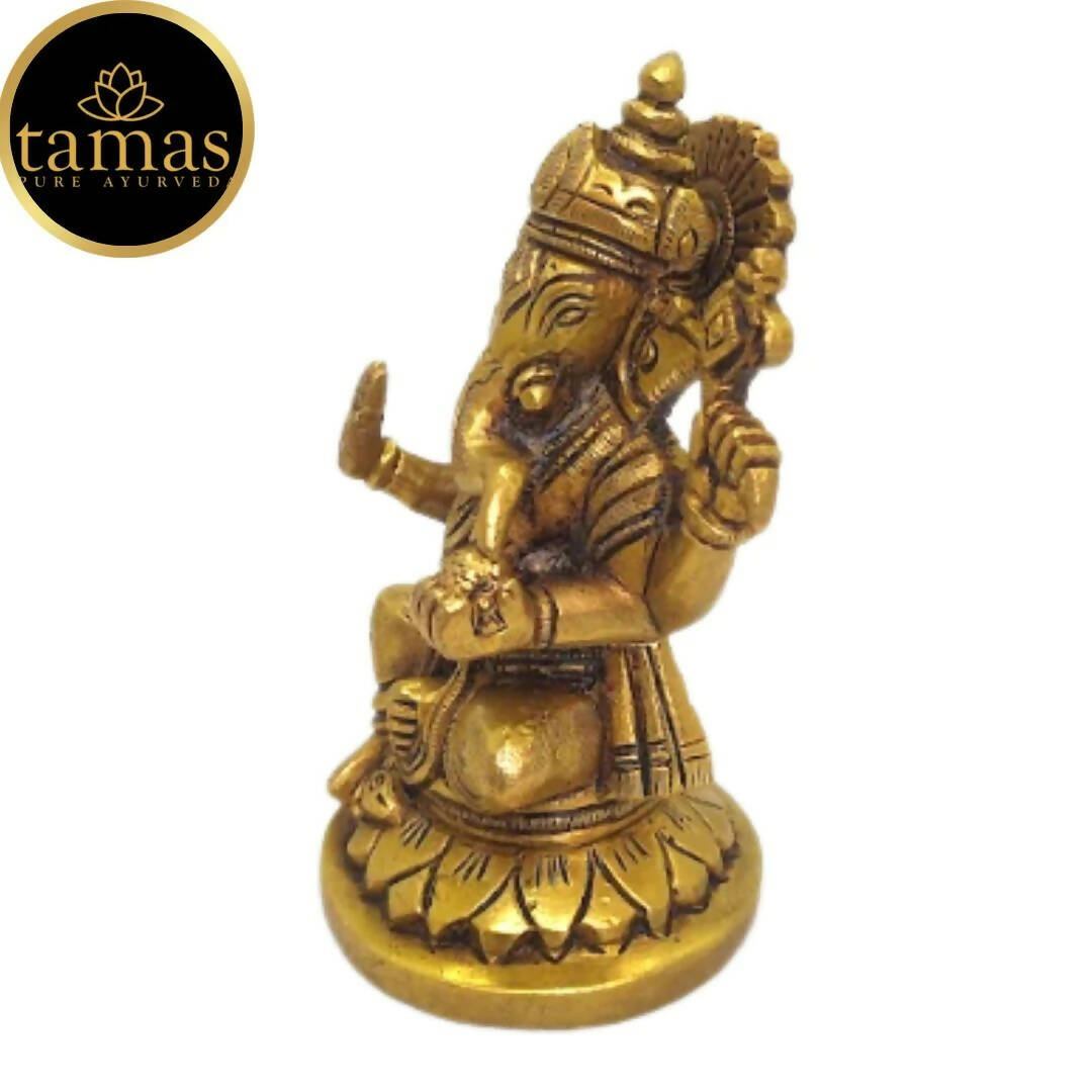 Tamas Brass Lord Ganesha Idol for Home & Office Temple (Golden) - Grab2buy