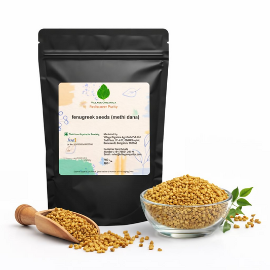 Village-Organica Methi Dana-Whole Fenugreek Seeds  Grab2Buy Village-Organica Grab2Buy
