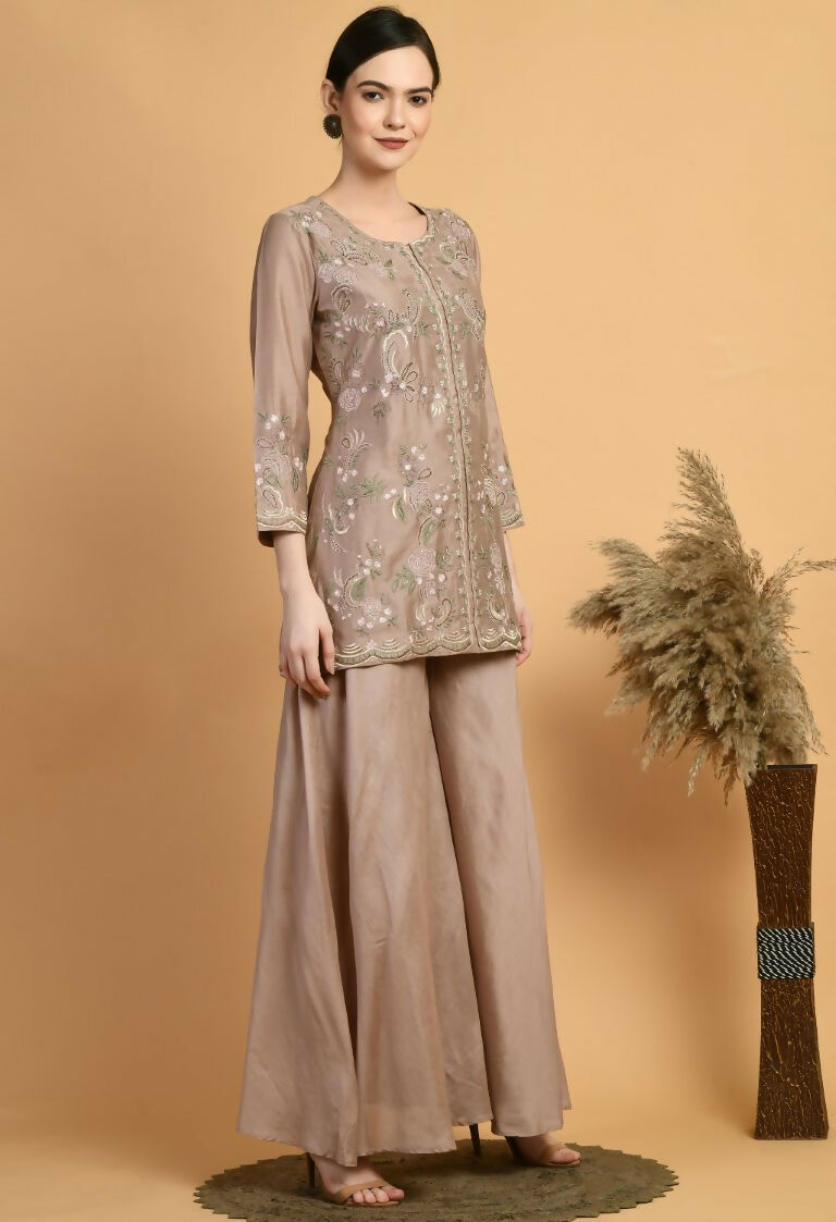 Joban Fashion Coffee Chanderi Kurta Set