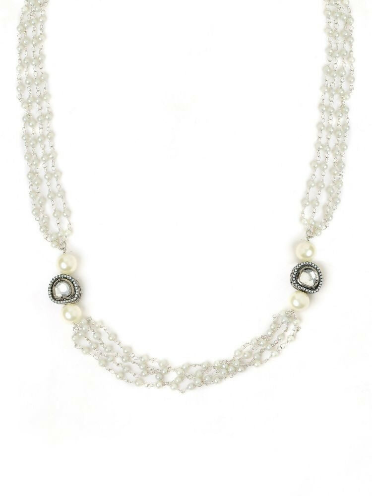 White Rhodium Plated Kundan Neckalce - Ruby Raang  Grab2Buy Ruby Raang Grab2Buy
