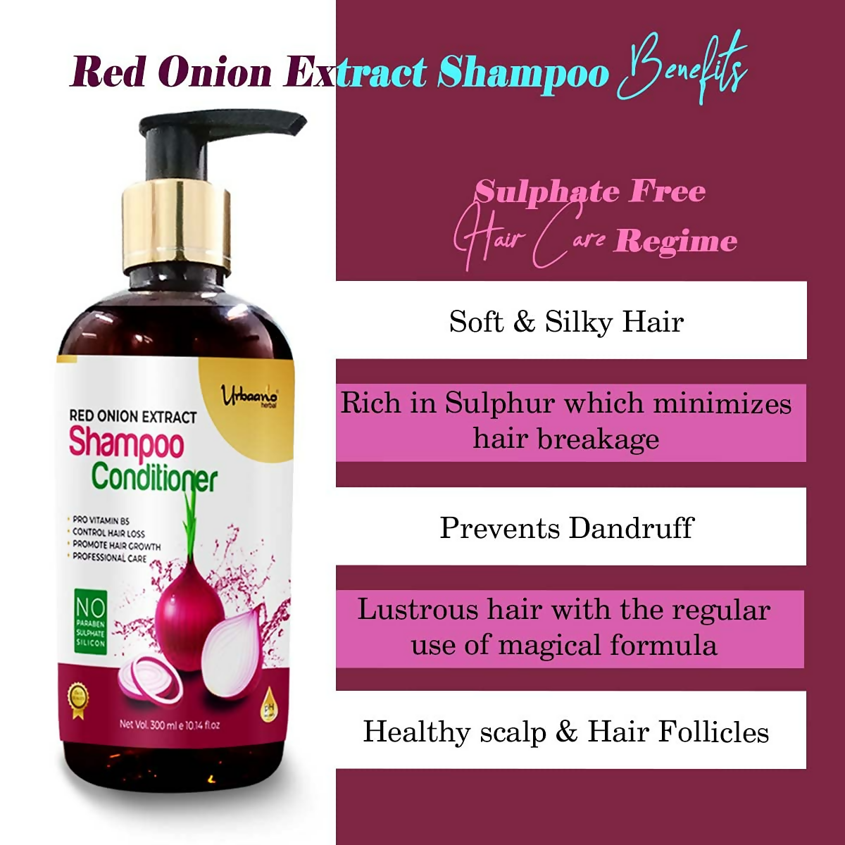 Urbaano Herbal Onion Oil + Shampoo & Conditioner Hair Care Set  Grab2Buy Urbaano Herbal Grab2Buy