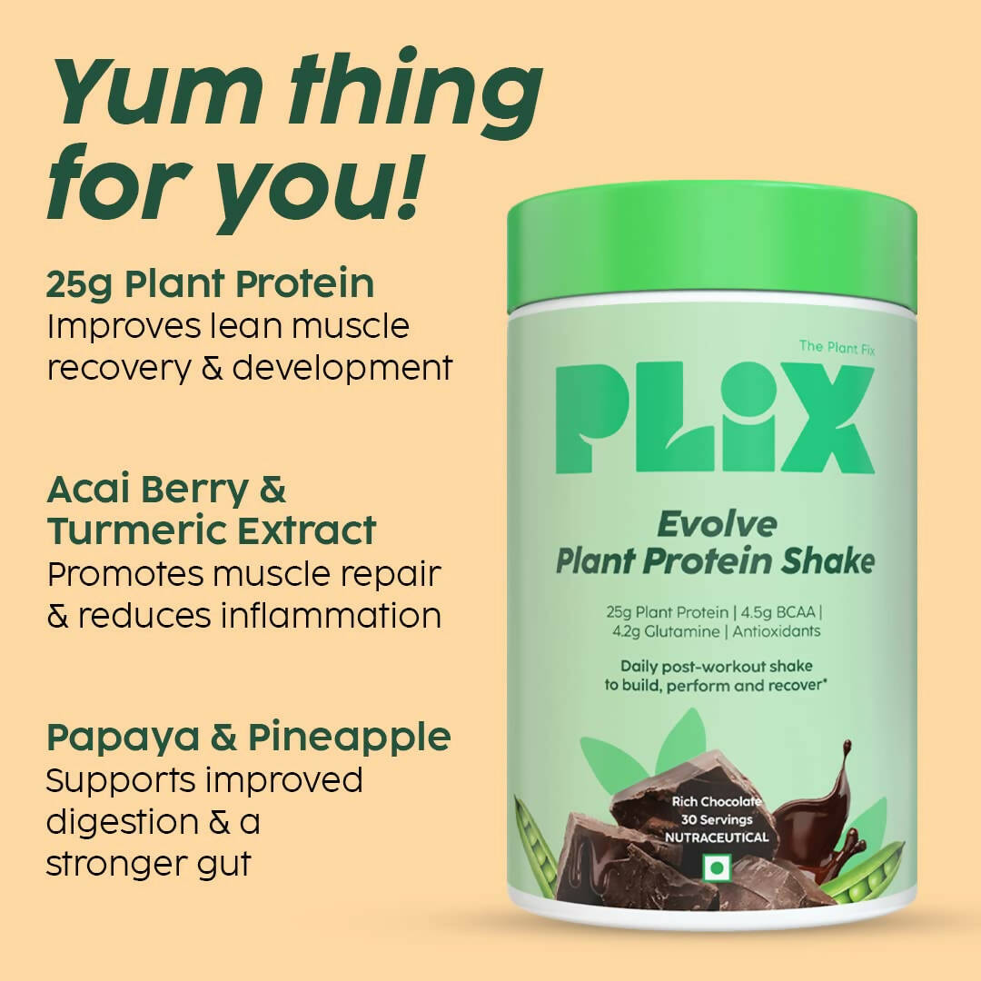PLIX The Plant Fix Evolve Plant Protein Shake Powder - Chocolate 