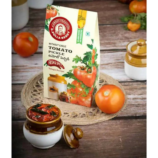 Pulla Reddy Tomato Pickle Without Garlic - Grab2buy