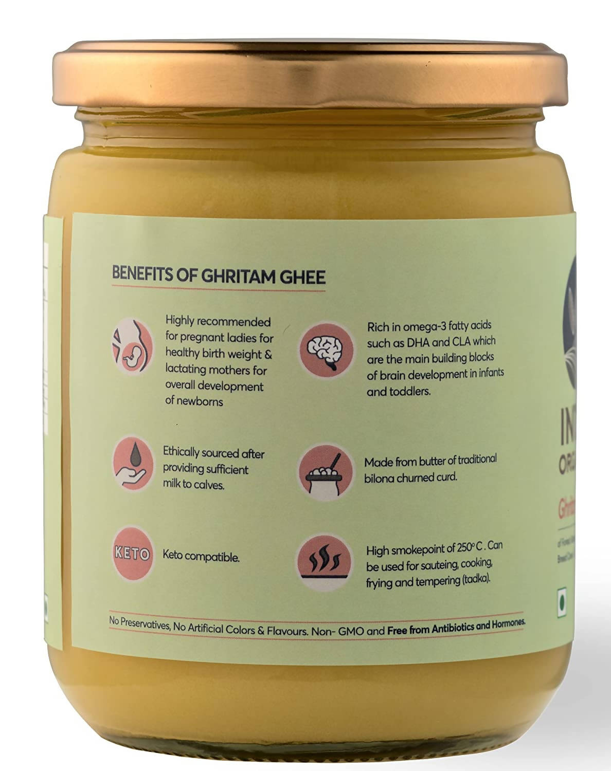 Indic Organics Forest Grazing Malnad Gidda Desi Cow's A2 Ghee | Pure Desi Cow Ghee | Cultured Premium Ghee 