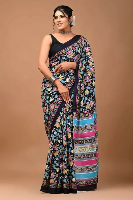 Exclusive Collection Black Multi Beautiful Mulmul Cotton Grab2Buy 