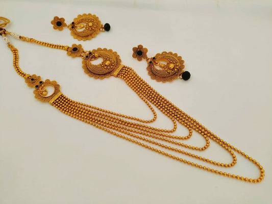 Black Kemp Layer Mugappu Necklace Set - Grab2buy