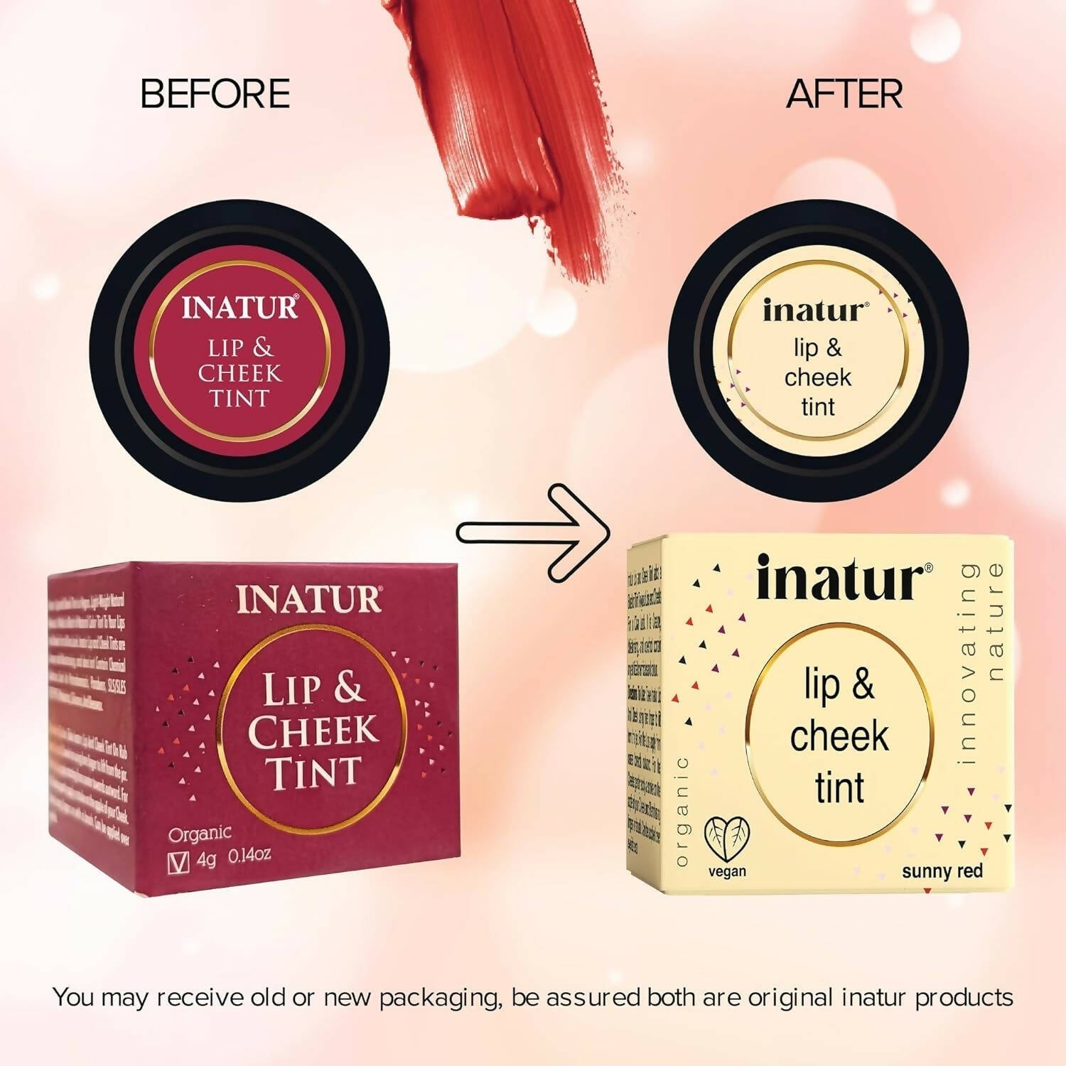 Inatur Lip and Cheek Tint Sunny Red 