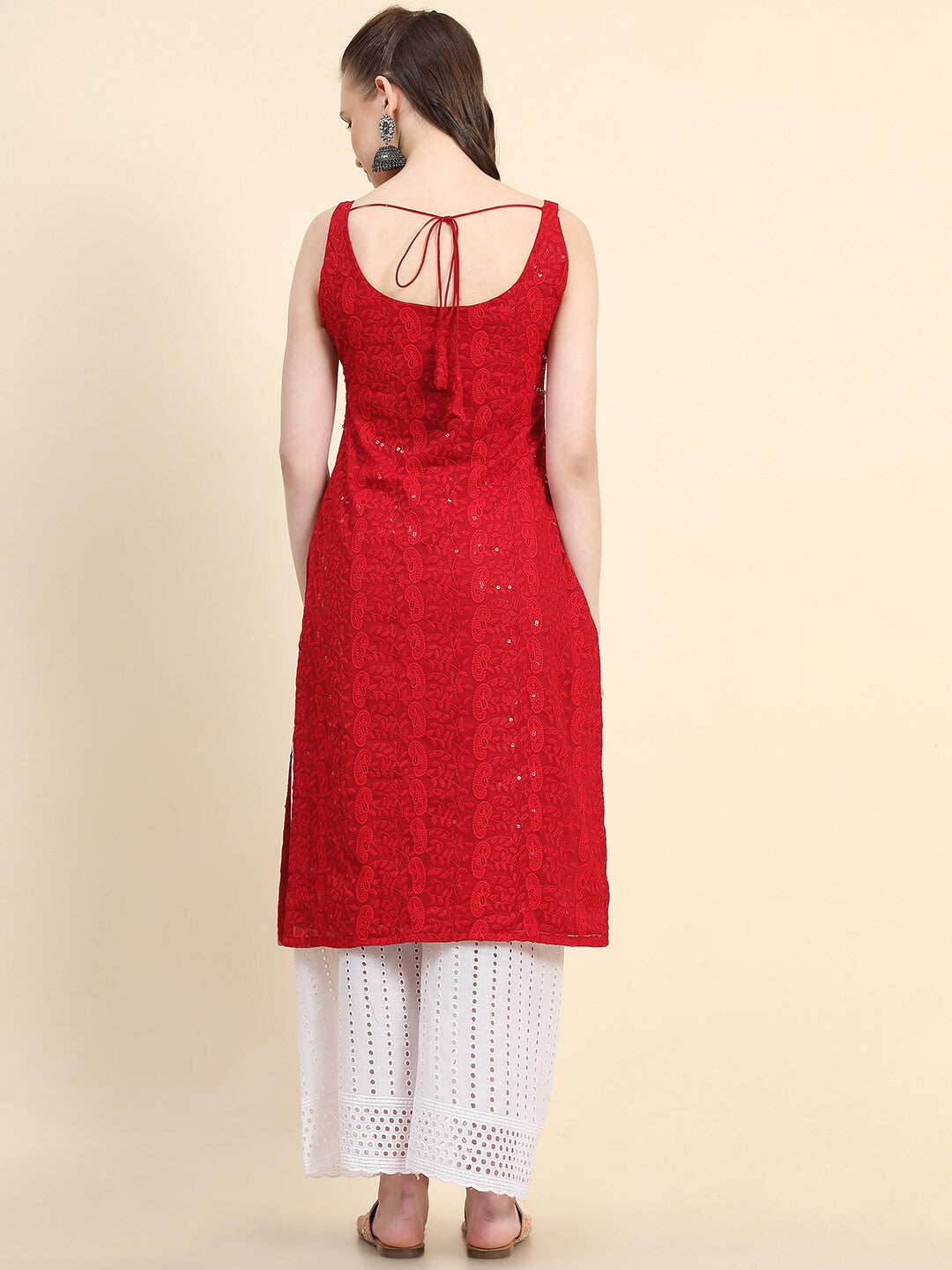 Kalini Paisley Embroidered Sequinned Chikankari Georgette Kurta 