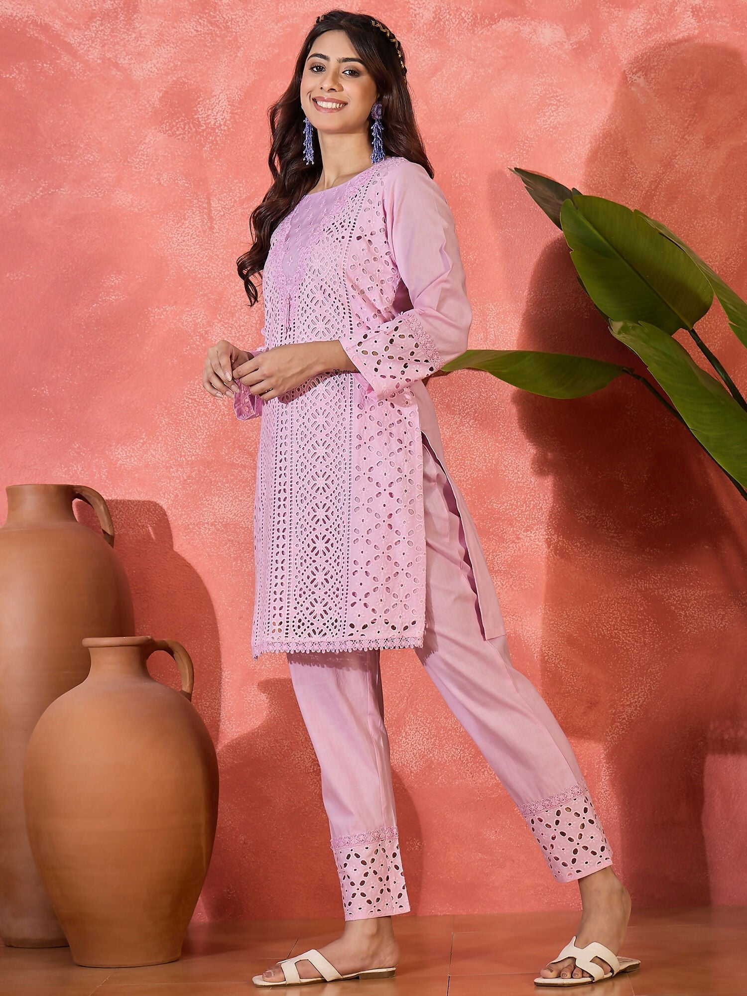 Joban Fashion Embroidery Pink Pure Cotton Cord Set