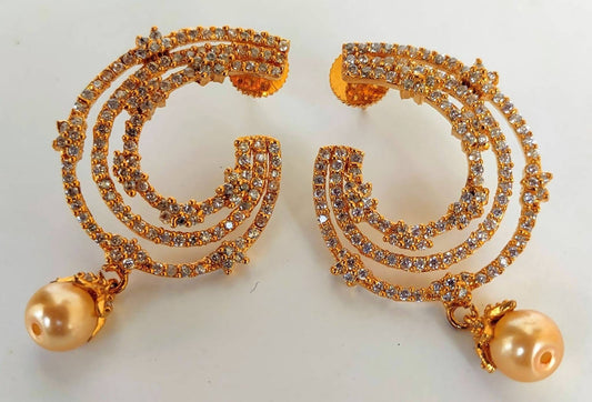 White AD Designer Stone Earrings - Grab2buy