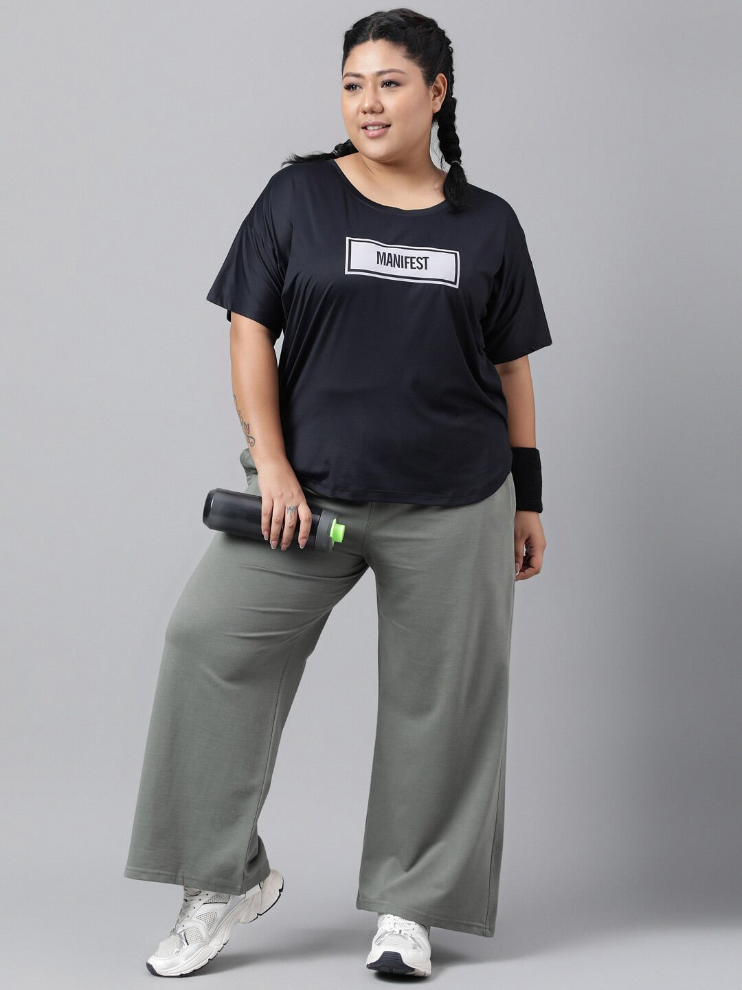 MKH Plus Size Typography Printed Relaxed Fit Dri-FIT T-shirt 