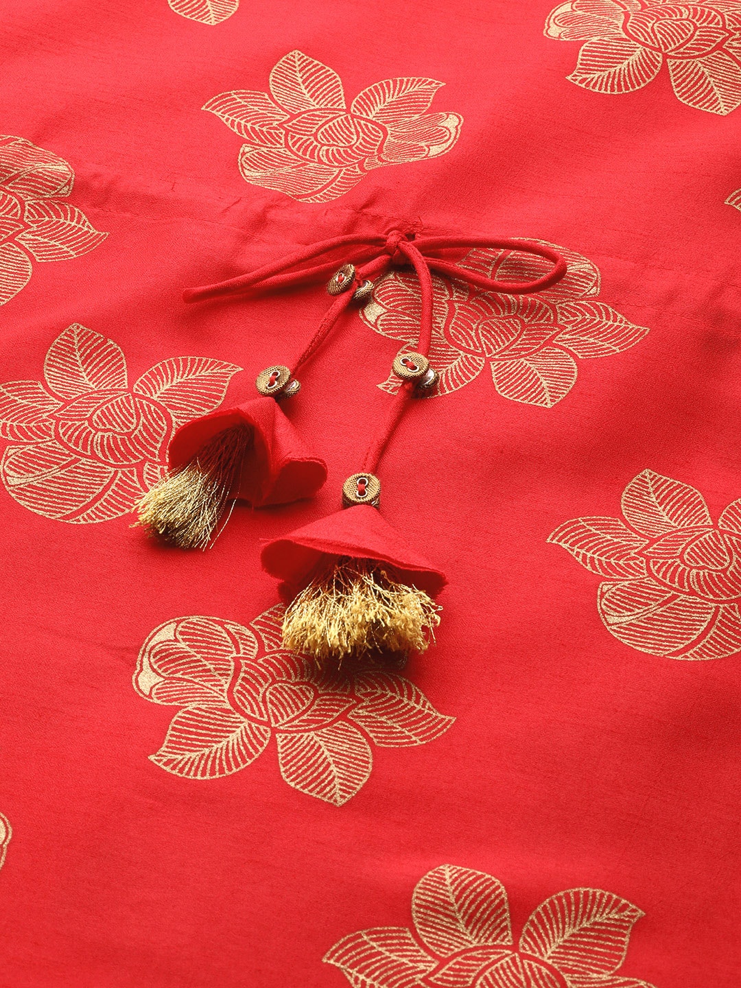 Sangria Women Red Ethnic Motifs Printed Kurta with Trousers - Grab2buy